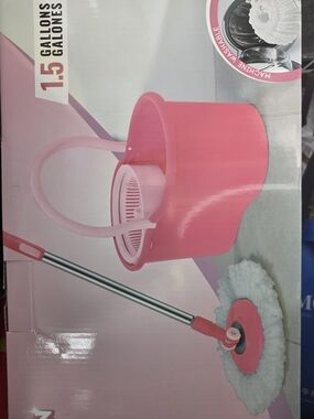 ink Spin Mop with White Microfiber Head